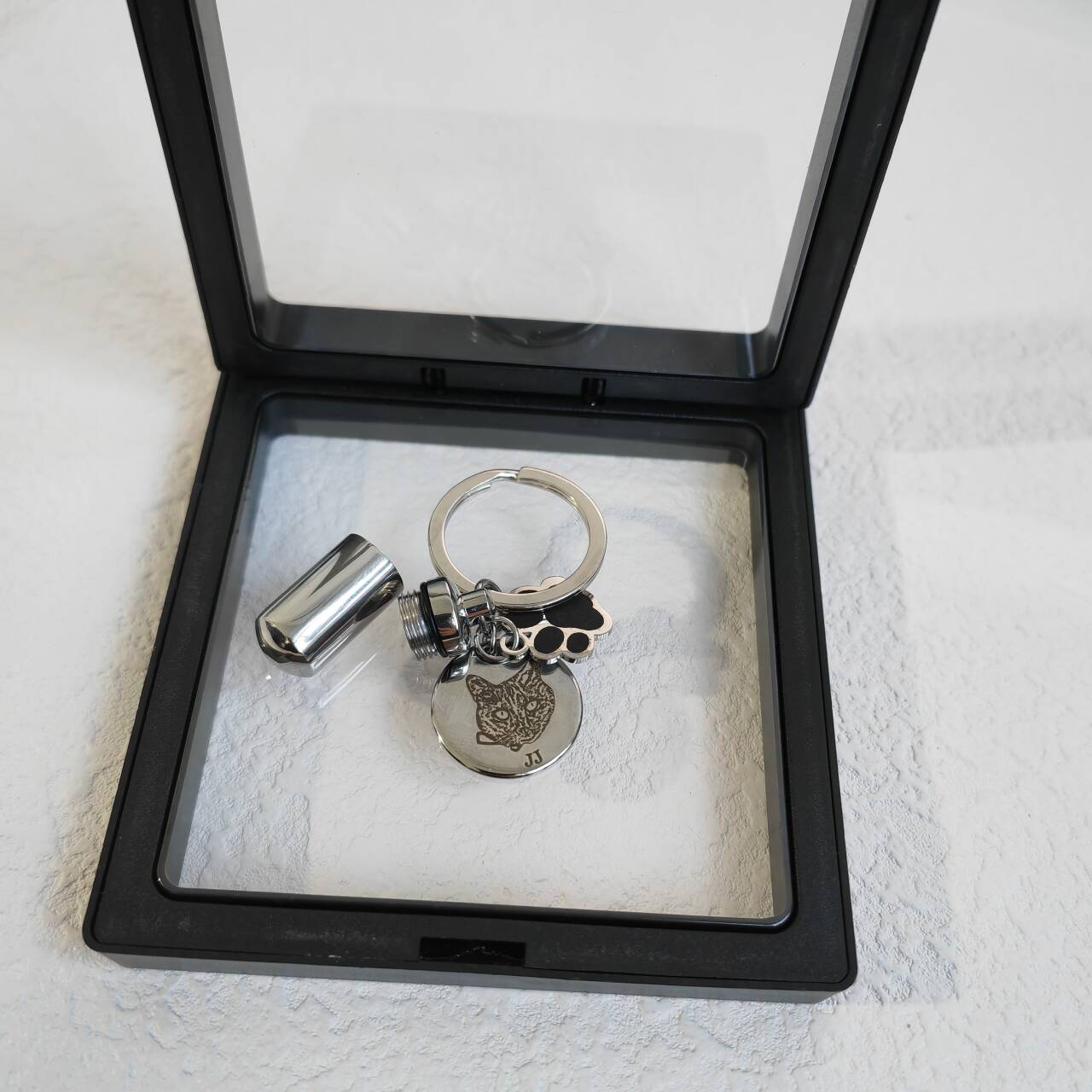 Custom Pet Memorial Keychain with Ash Capsule
