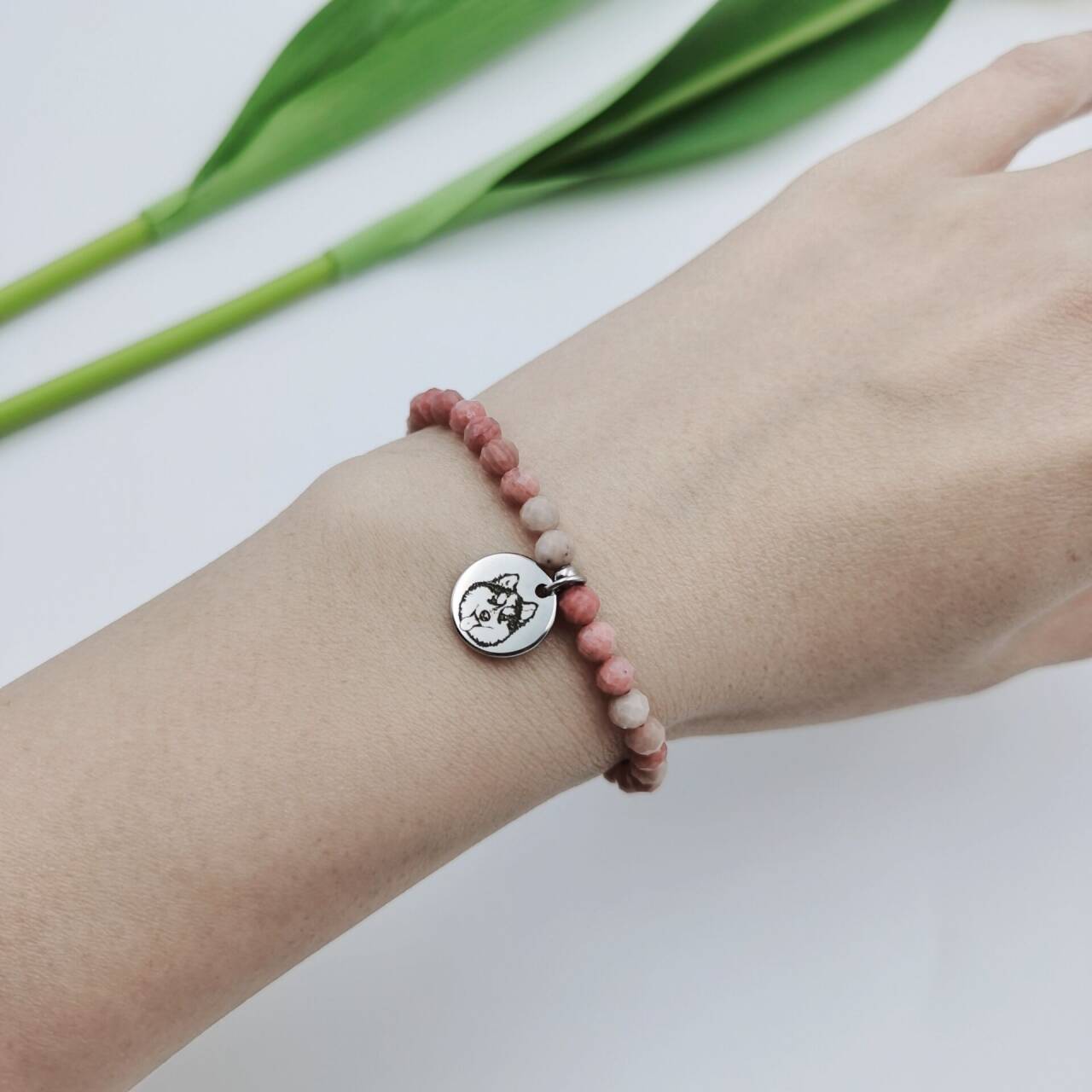 Rhodonite Energy Bracelet (Personalized Pet Portrait)