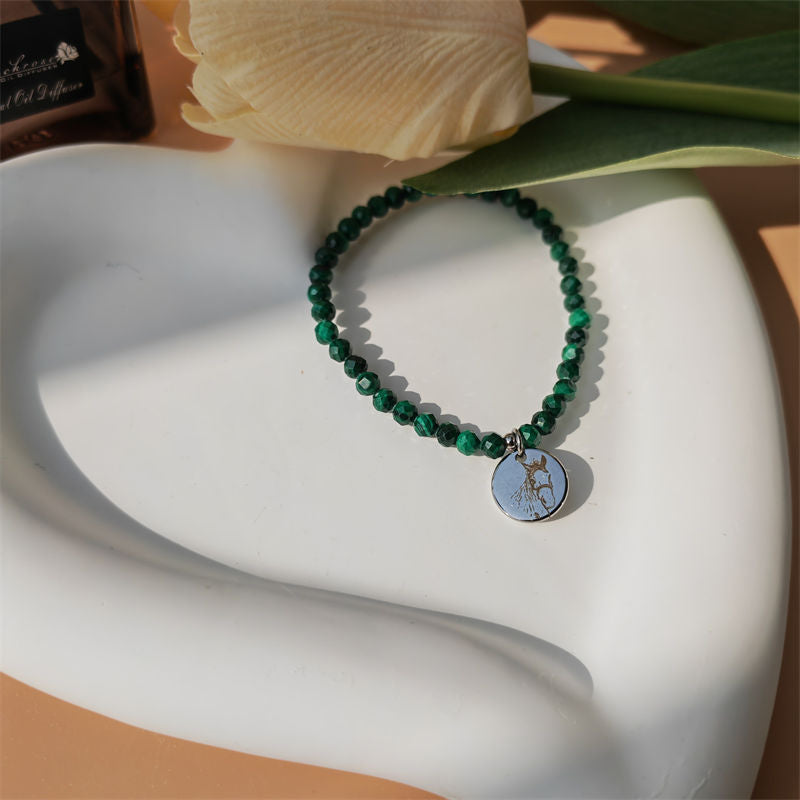 Genuine Malachite Energy Bracelet (Personalized Pet Portrait)