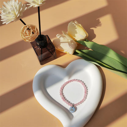 Pink Rose Crystal Energy Bracelet (Personalized Pet Portrait)
