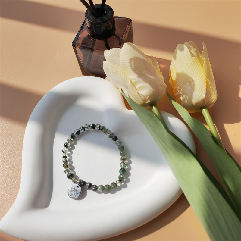 Moss Agate Energy Bracelet (Personalized Pet Portrait)