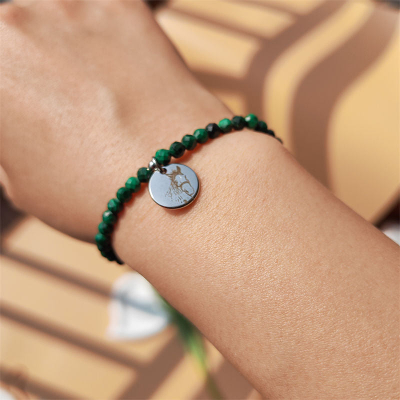 Genuine Malachite Energy Bracelet (Personalized Pet Portrait)