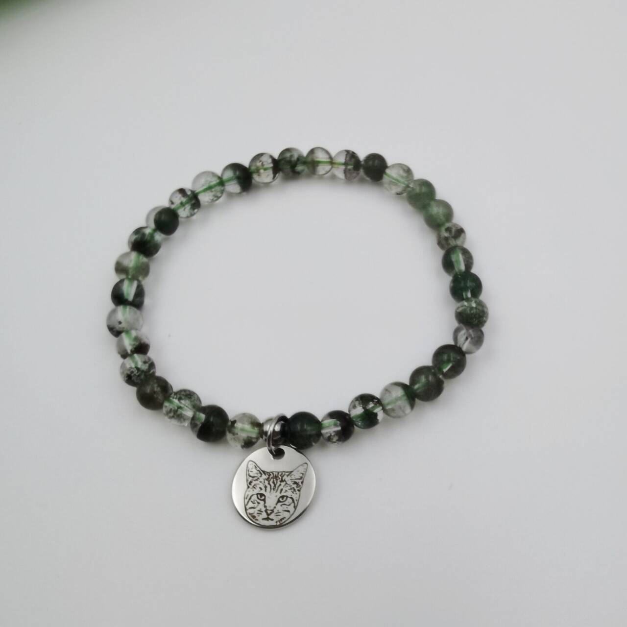 Moss Agate Energy Bracelet (Personalized Pet Portrait)