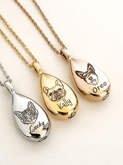 Custom Pet Face Mini Perfume Bottle Necklace™ with Memorial Fur ( Ashes )