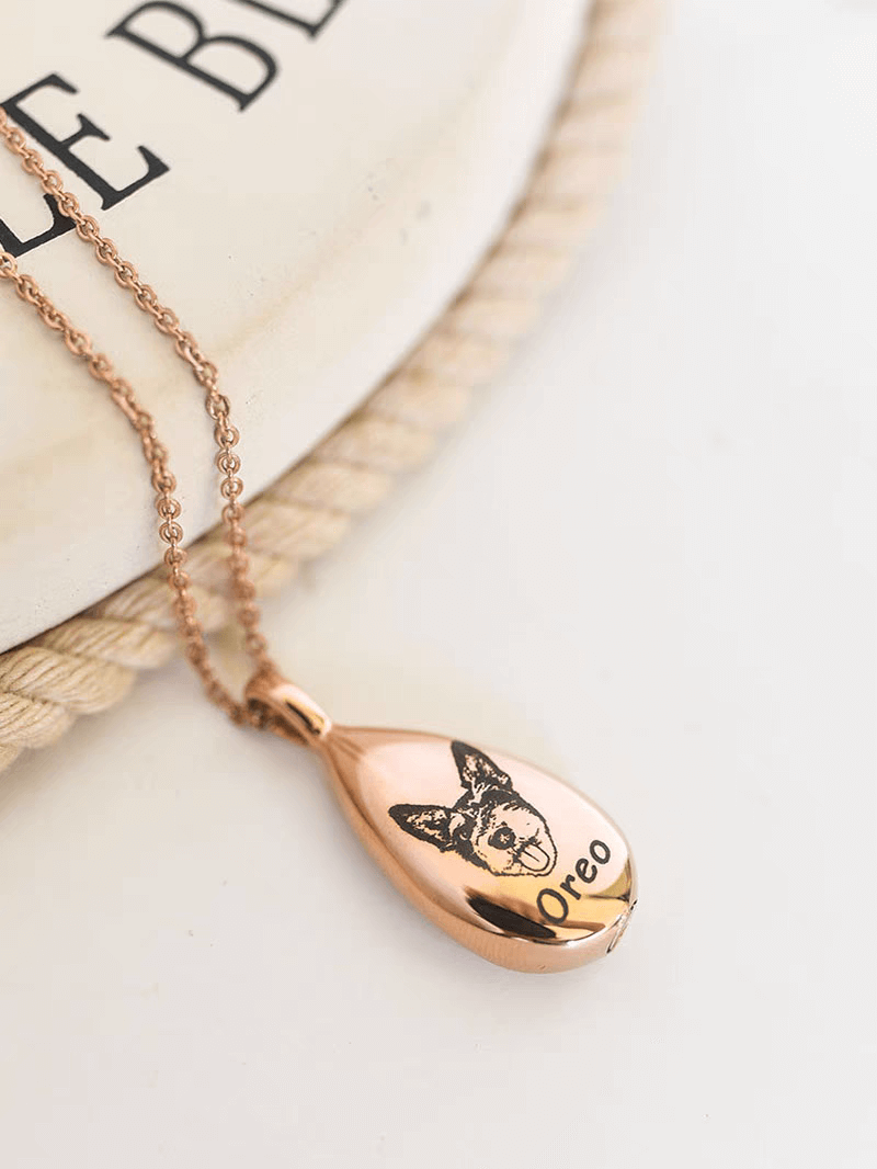 Custom Pet Face Mini Perfume Bottle Necklace™ with Memorial Fur ( Ashes )