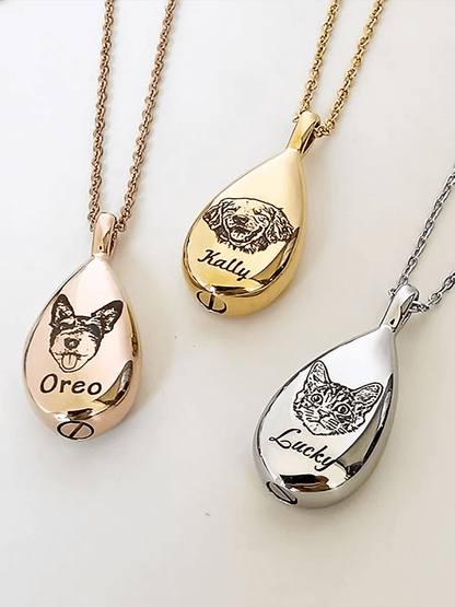 Custom Pet Face Mini Perfume Bottle Necklace™ with Memorial Fur ( Ashes )
