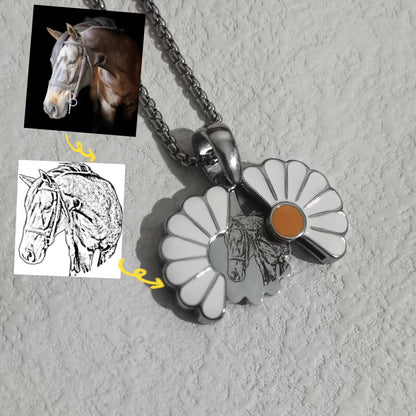 Custom Pet Face Small Daisy Necklace™