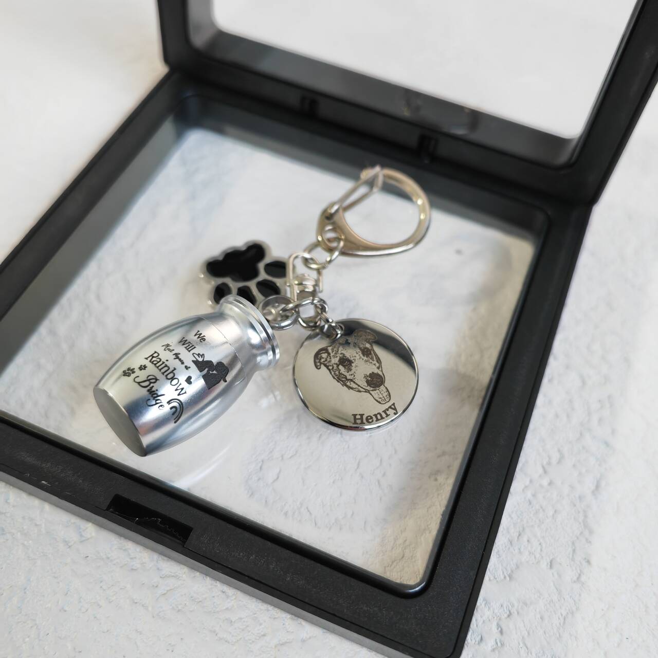 Custom Pet Memorial Keychain with Ash Capsule