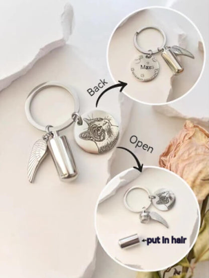 Pet Memorial Keychain with Ash Capsule