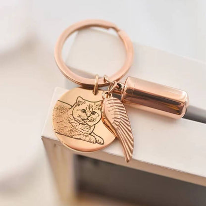 Pet Memorial Keychain with Ash Capsule