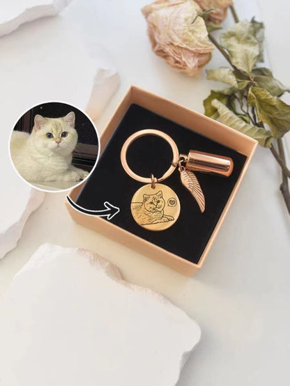 Pet Memorial Keychain with Ash Capsule
