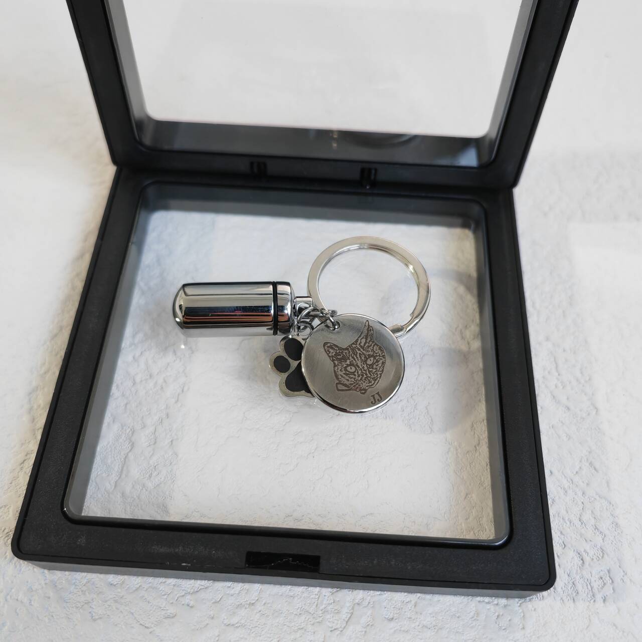 Custom Pet Memorial Keychain with Ash Capsule
