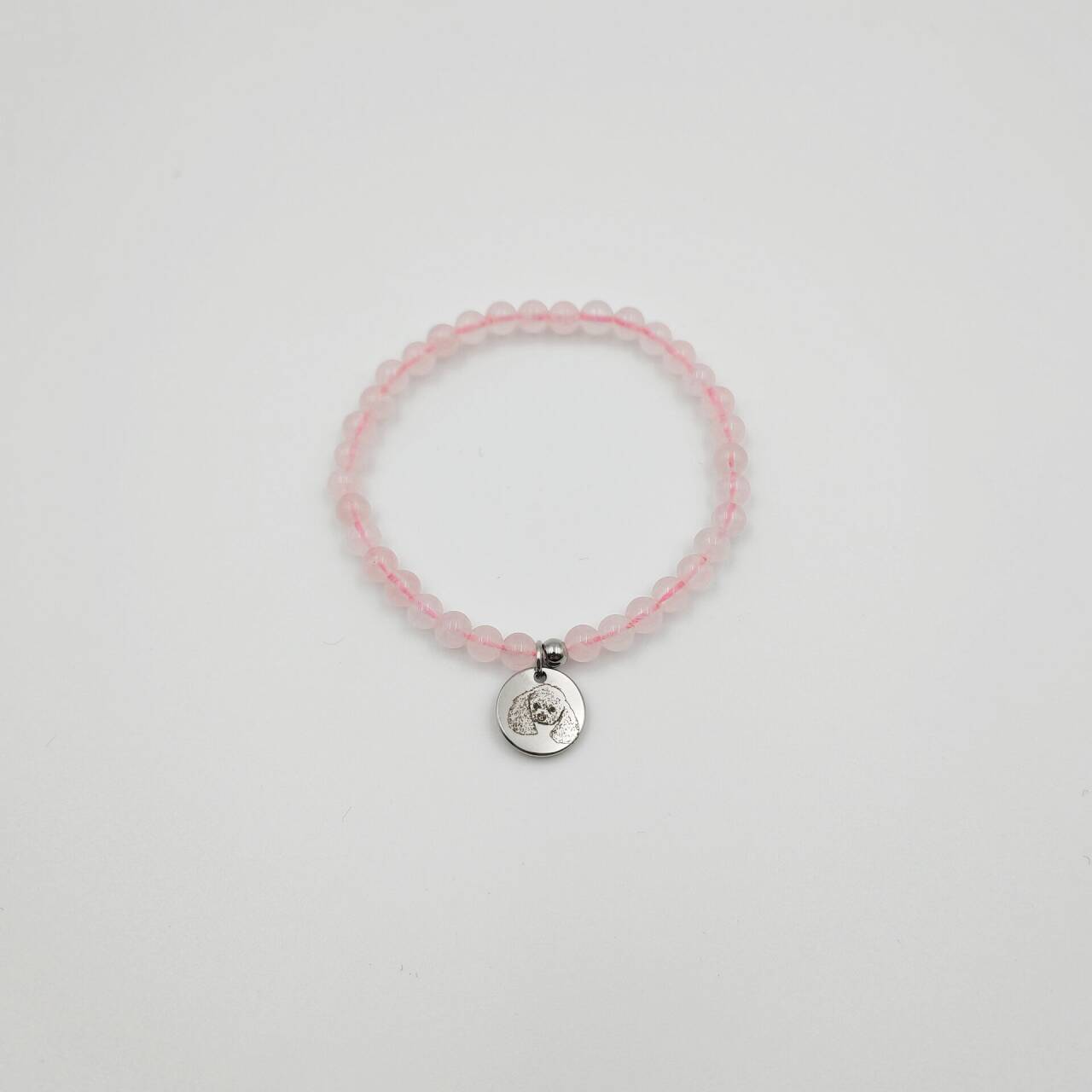 Pink Rose Crystal Energy Bracelet (Personalized Pet Portrait)