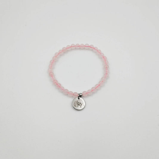 Pink Rose Crystal Energy Bracelet (Personalized Pet Portrait)