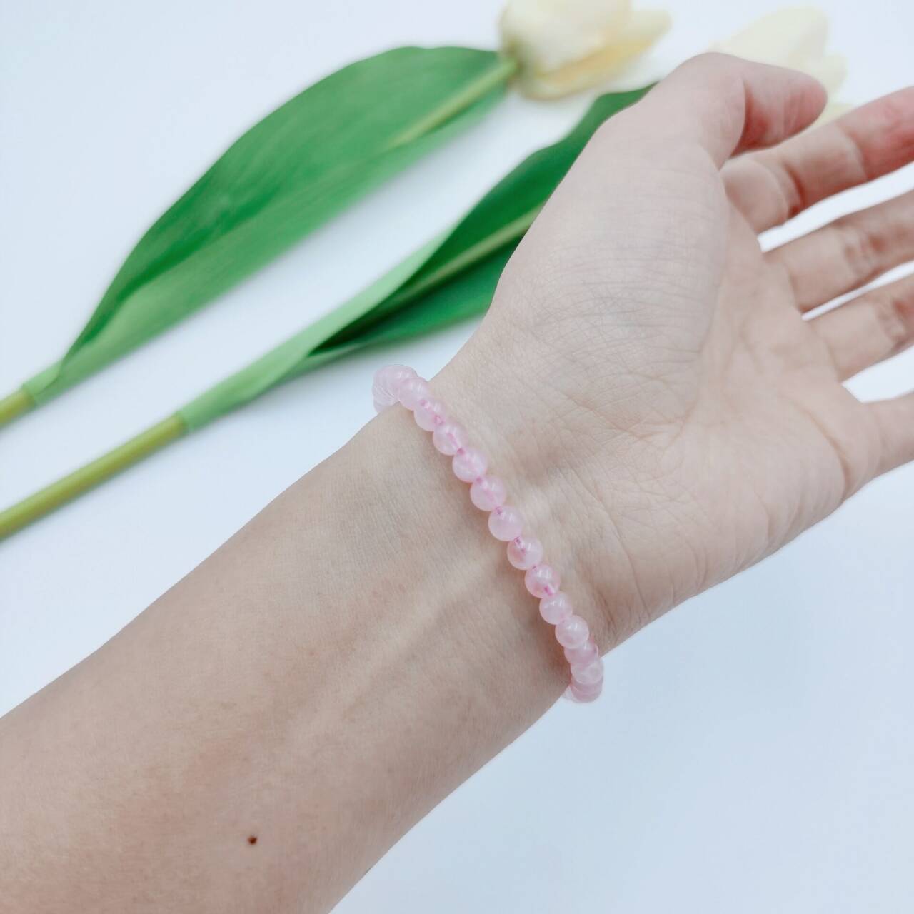 Pink Rose Crystal Energy Bracelet (Personalized Pet Portrait)