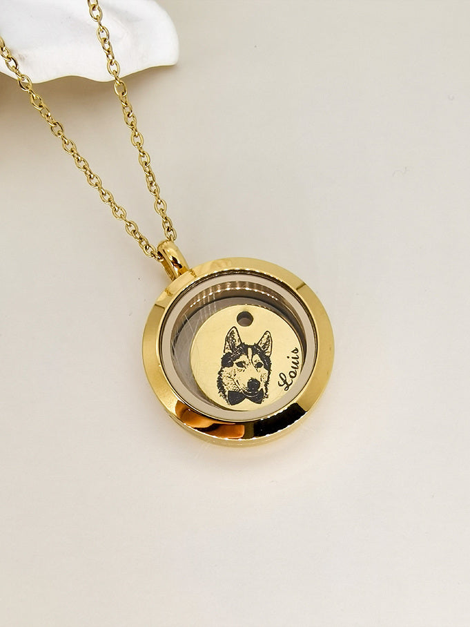 Custom Pet Face Necklace™ with Memorial Fur -1