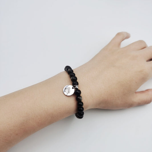 Sliver Obsidian Energy Bracelet (Personalized Pet Portrait)