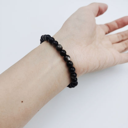 Sliver Obsidian Energy Bracelet (Personalized Pet Portrait)