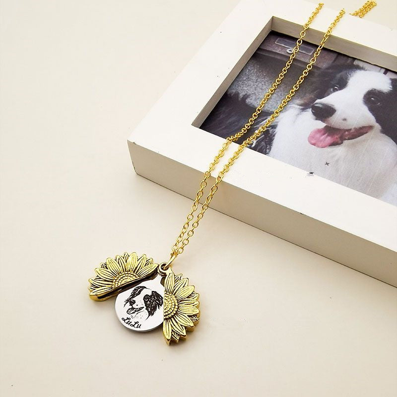 Pet Face Sunflower Necklace
