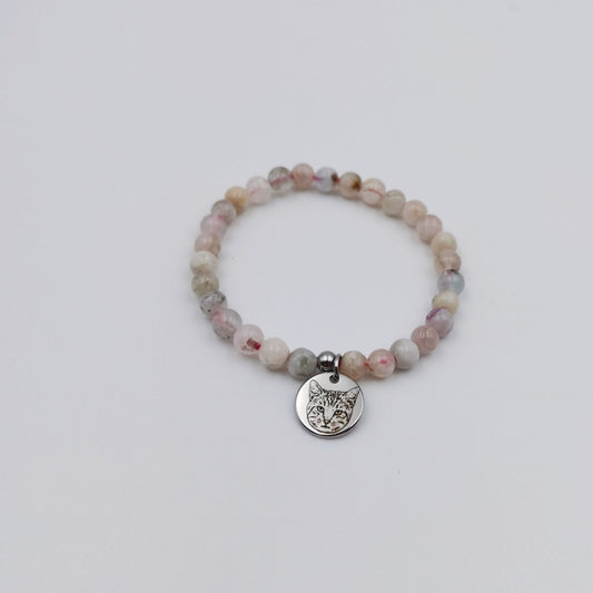 Real Sakura Agate Energy Bracelet (Personalized Pet Portrait)